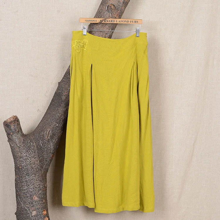 Дизайн художественный вентилятор Новая Осенняя женская одежда художественная натуральная свежая цветная вышитая длинная юбка для тела