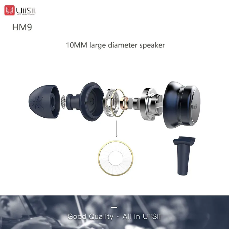 UiiSii HM9 Проводные шумоподавляющие динамические музыкальные наушники с тяжелыми басами металлические наушники-вкладыши с микрофоном для iphone Xiaomi samsung
