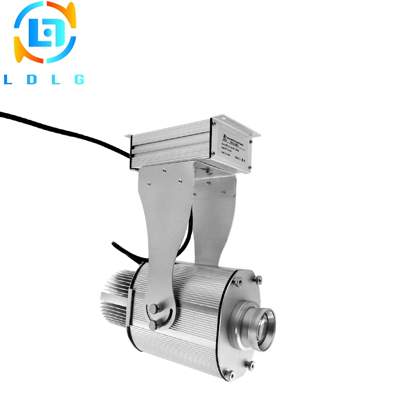 

Hot Sale 2018 New Silver Outdoor Building IP65 Rotary 20W LED Company Logo Projector Cold White 1700lm LED Gobo Image Projector