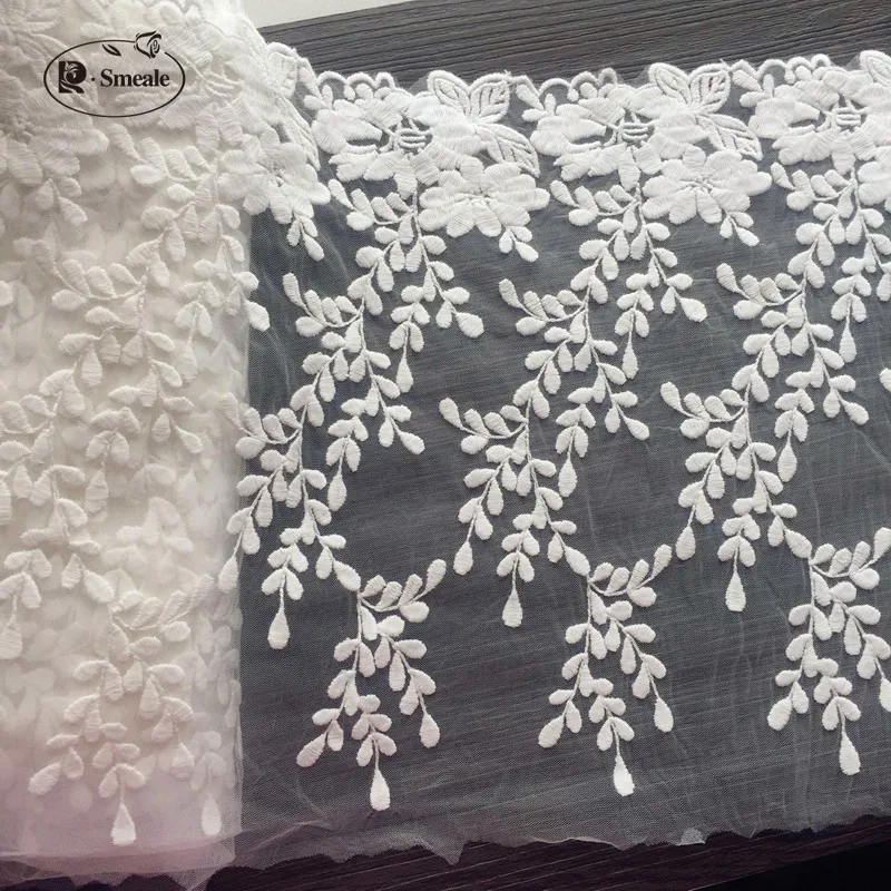 

3Y-5Yards/ Lot Width 30cm White Cotton Wire Embroidered Lace Fabric DIY Handmade Lace Materials, Clothing Accessories Lace RS420