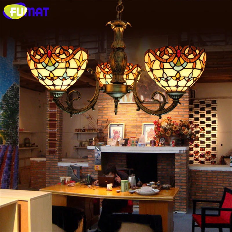FUMAT Baroque Glass Lamp Retro Stained Pendant Light For Living room Corridor Bedroom Vitrage Mosaic glass | Лампы и освещение