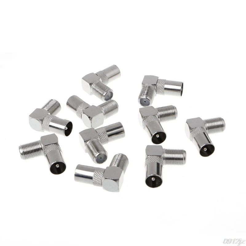 10Pcs 90 Degree Right Angled TV Aerial Cable Connector RF Coaxial F Female to Male Plug Socket C90A New Drop ship | Обустройство дома