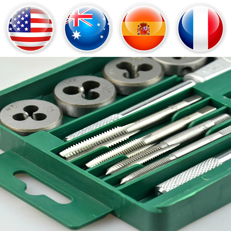 20Pcs M3M12 Taps and Dies Set Screw Thread Tap Wrench & Die Wrench