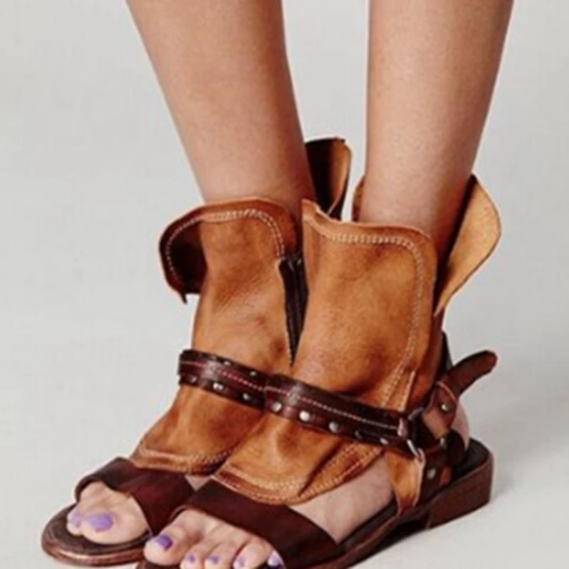

2019 summer new color matching sexy fashion rough style flat sandals explosion models ladies large size 40-43.