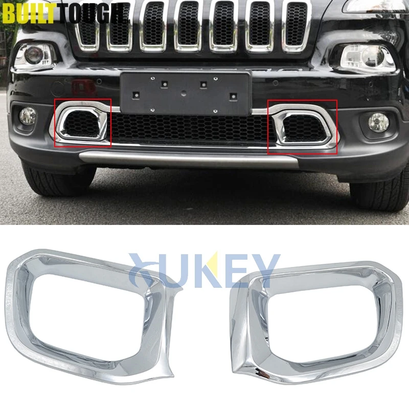 

For Jeep Cherokee KL 2014 2015 2016 - 2018 Chrome Front Bumper Lower Grill Grille Mesh Air Vent Cover Bezel Trim Insert Garnish