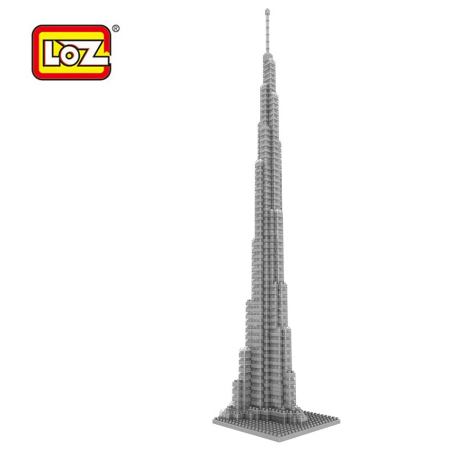 LOZ world Famous architecture mini diamond building block Dubai United Arab Emirates Burj Khalifa Tower nanoblock model toys world famous architecture brandenburg gate berlin germany mini diamond building block loz nanoblock assemblage diy toys for kid