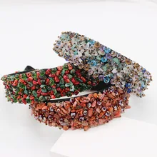 Барокко моды темперамент набитый хрусталем частицы ручной работы головная повязка Геометрическая уличная съемка роскошный шар головная повязка 961