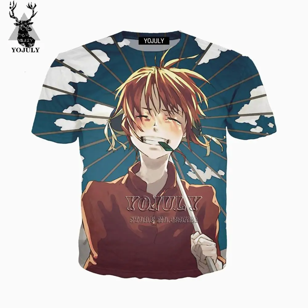 

YOJULY 3D Printed Men Women Anime GINTAMA Kawaii Gril Kagura Casual O-neck T-shirt Harajuku Tshirt Short sleeve Streetwear A491