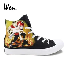 Вэнь дизайн повседневное ручная роспись Аниме обувь Наруто Гаара черный Батлер сабастиан высокие для мужчин женщин Холст Спортивная