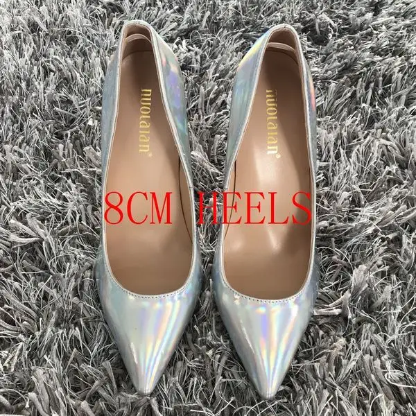 New Brand Women party wedding Pumps Elegant Pointed Toe Thin High Heels Pumps Fashion Sliver Shoes Woman 12cm/10cm/8cm - Цвет: CHB-AL8CM