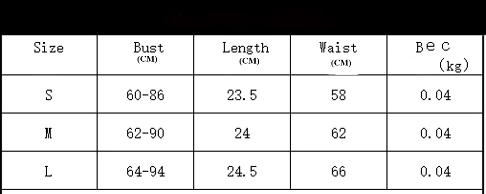 SIZE CHART
