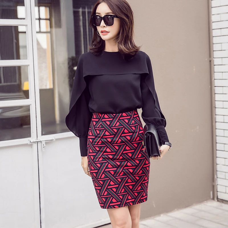 Buy Print Floral High Waist Women Skirt Office Work