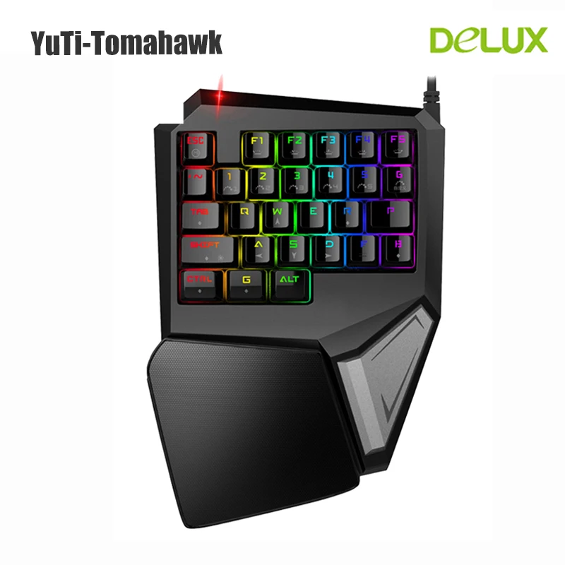 

Delux T9 Plus Professional One/Single Hand USB Wired Gaming mechanical keyboard with RGB LED Backlit backlight keyboards for LOL