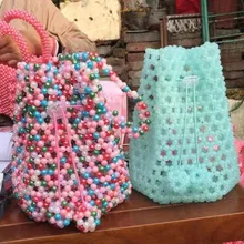 Брендовая ручная цветная сумка с жемчугом, женская сумка из бисера, женские вечерние сумки в стиле ретро, сумка-ведро, вечерняя мини-сумочка