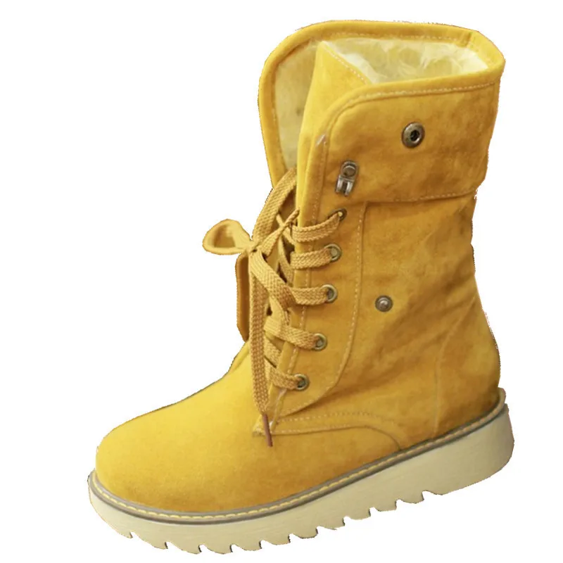 Big size 34 43 Fashion Winter Boots Vintage Lace Up Rubber
