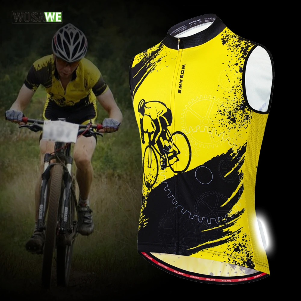 

WOSAWE Pro Cycling Vest MTB Bicycle Coat gilet Summer Bike Sleeveless Jersey Breathable Ropa Maillot Ciclismo Bike Tops downhill