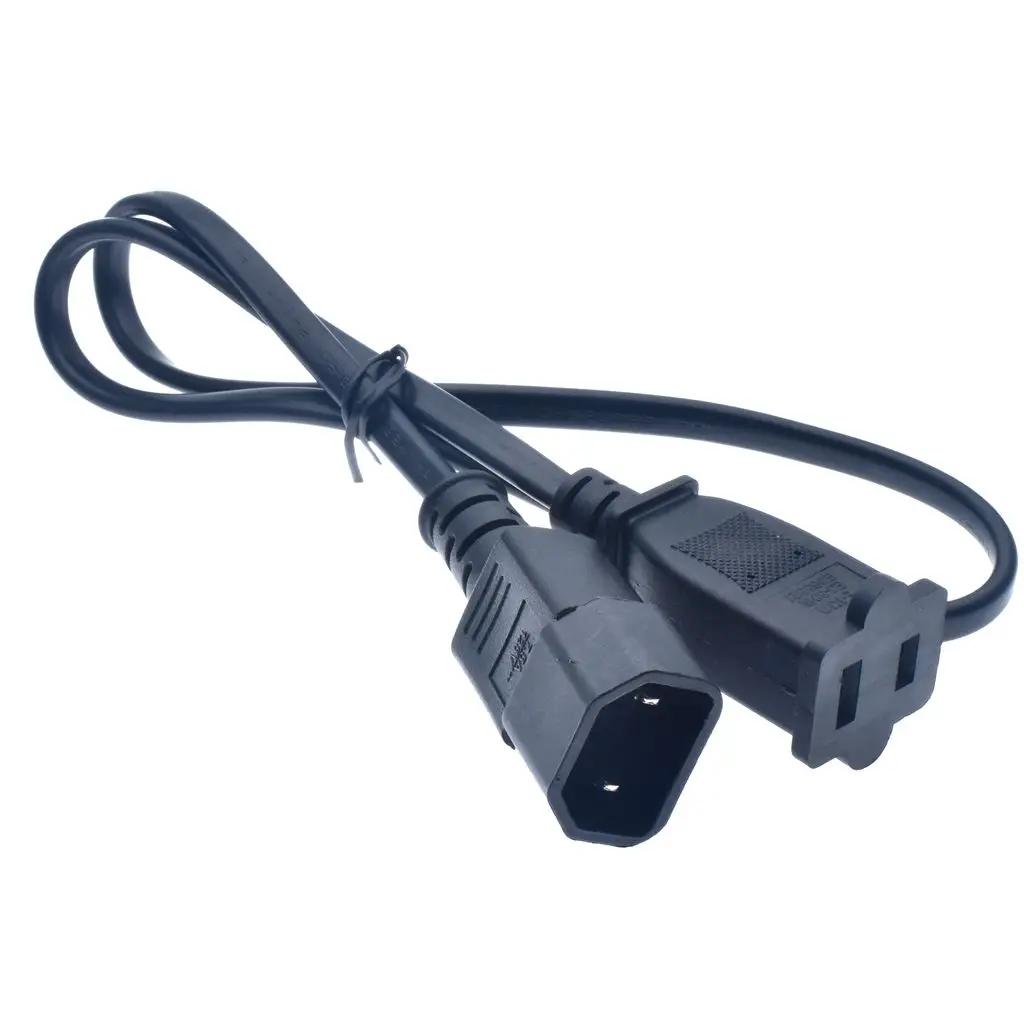 2.3Ft USA 2 pin polarity connector to IEC320 C14 ps2 power cordin