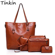 Винтажная женская сумка через плечо из искусственной кожи 4 шт. женская сумка с ручками