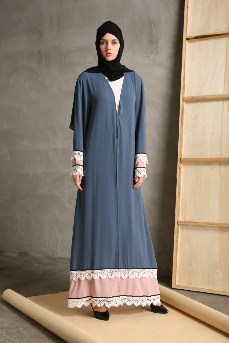 Мусульманское открытым Абаи Кружевное платье макси кардиган-кимоно длинные халаты пояса Туника Jubah Ближний Восток Рамадан Арабский