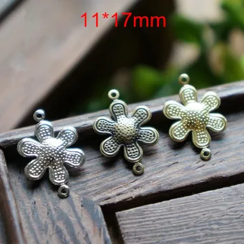 

Free Shipping -120 pcs Vintage Metal Connector Metal Sheet,11*17mm,Copper Connector With 2 Loops,Flower Metal Connector For DIY