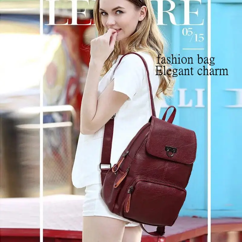

2019 Fashion Design Women Backpack High Quality Youth Leather Backpacks for Teenage Girls Female School Shoulder Bag Bagpack moc
