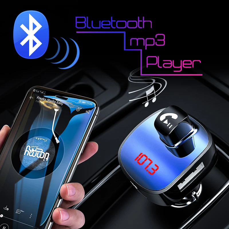 

Car FM Transmitters Modulator Bluetooth Handsfree Car Kit Audio MP3 Player with QC3.0 Quick Charge Dual USB Auto Charger 12 24 V