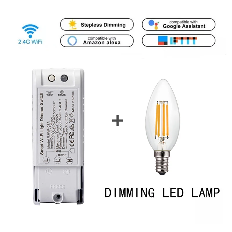 

Smart home Dimmer Switch Module Controller + E27 Bulb for Alexa Google home Wifi/Voice Control Automation kit 110-240V Smartlife