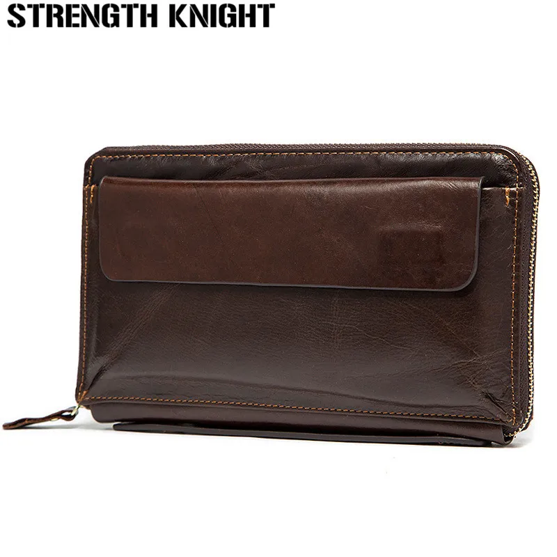 

Genuine Leather Men Wallets Purse Men Fashion Zipper Clutch Wallets Card Holder Men's Purses Wallet Leather Hand Bags