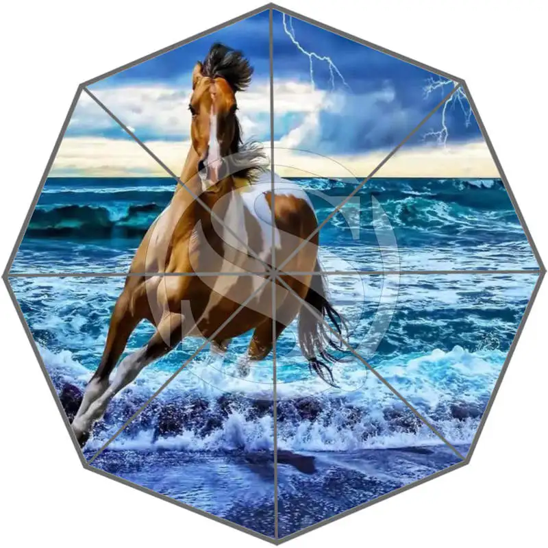 

New Arrive Custom Handsome Horse Best Nice Cool Design Portable Fashion Stylish Useful Foldable Umbrella SQ0617-HH009