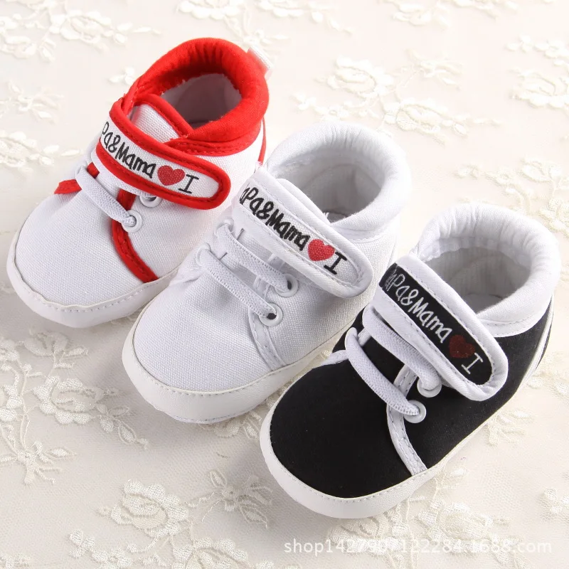 

New Baby Boys Girls Love Mama & Papa Infant Toddler Soft Soled Sneakers Prewalkers Newborn Kids Leisure Casual First Walkers