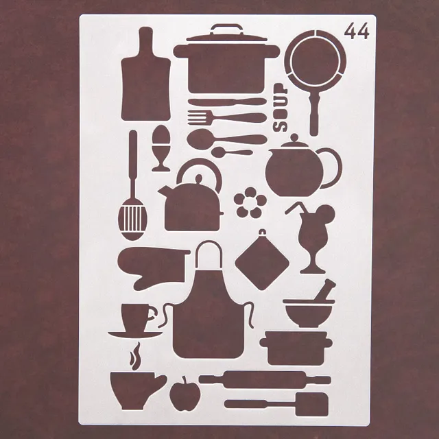 Kitchen Cooking Utensils Tableware Stencils for Diy Scrapbooking Stamps
