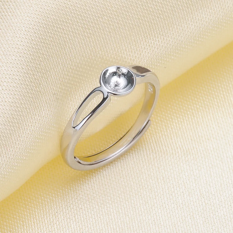 Ring Mount Pearl Accessories Adjustable Size 925 Sterling Silver Ring Jewelry DIY No Pearl