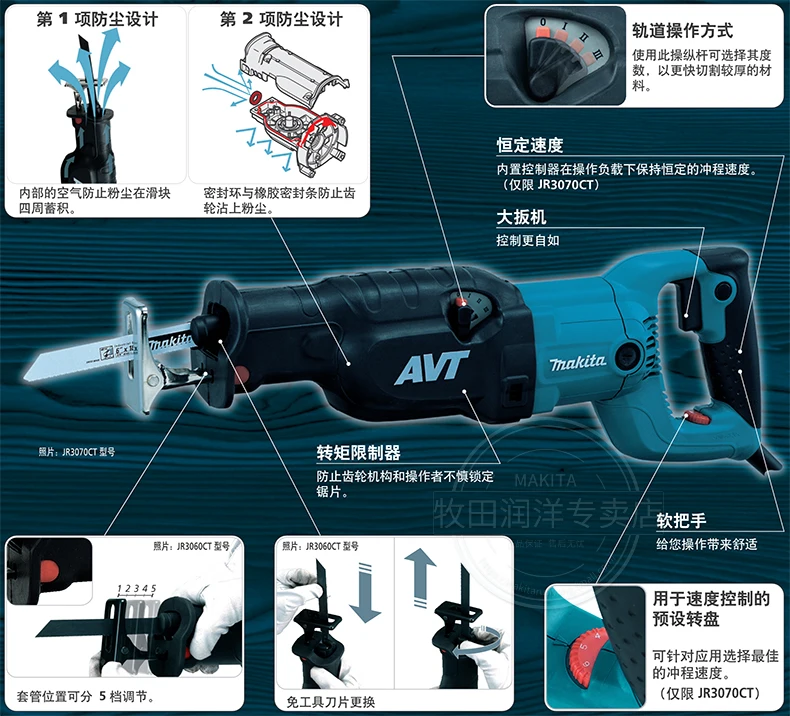 Vormen Plantkunde Duizeligheid Makita reciprozaag JR3070CT draagbare elektrische zaagblad demping  technologie AVT|Testapparatuur| - AliExpress