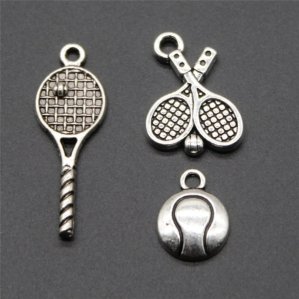 

50pcs Tennis Charms Pendant Antique Silver Color Tennis Racket Charms Pendants Jewelry Accessories Tennis Racket Charms