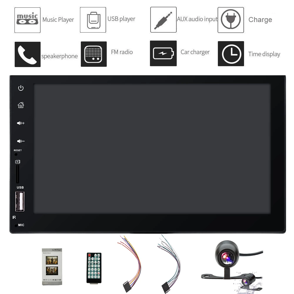 

7" 2 DIN Car Radio Capacitive Touch Screen Multimedia MP5 Player Bluetooth USB TF FM Camera Autoradio Car Stereo Mirror Link