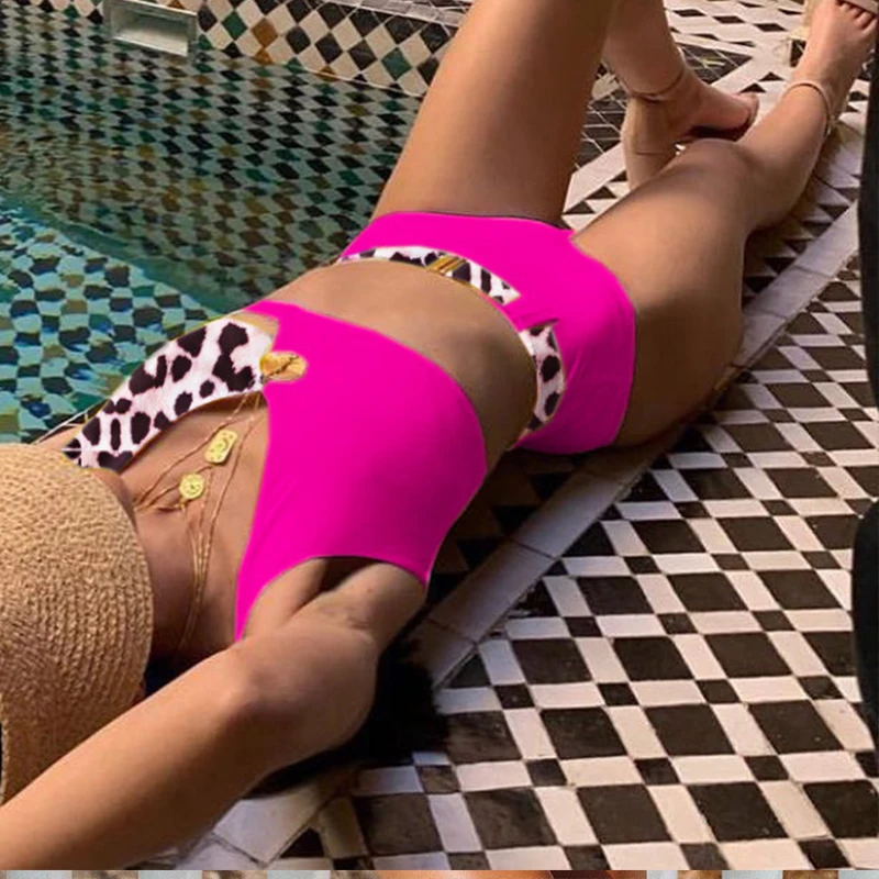Preise Bikinx Sexy aushöhlen bikinis 2019 Mujer Patchwork bademode frauen V ausschnitt bikini set Leopard druck badeanzug weiblichen badeanzug