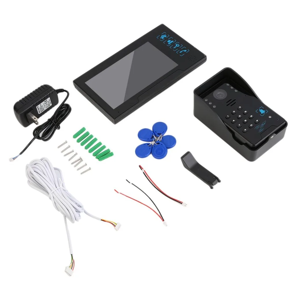 

Hands-Free Talkback Function Video Doorbell 7 inch Color TFT LCD Monitor Outdoor Night Vision Camera Video Doorbell US Plug