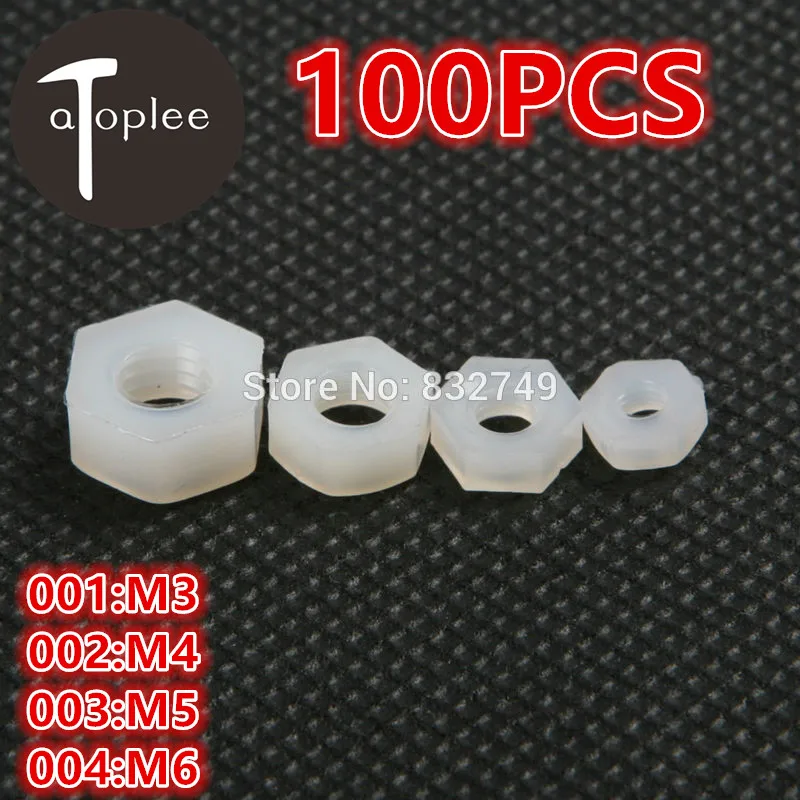 100 шт. M3/M4/M5/M6 Нейлон PA 66 полный шестигранные винты гайки 94V-2 нержавеющие для