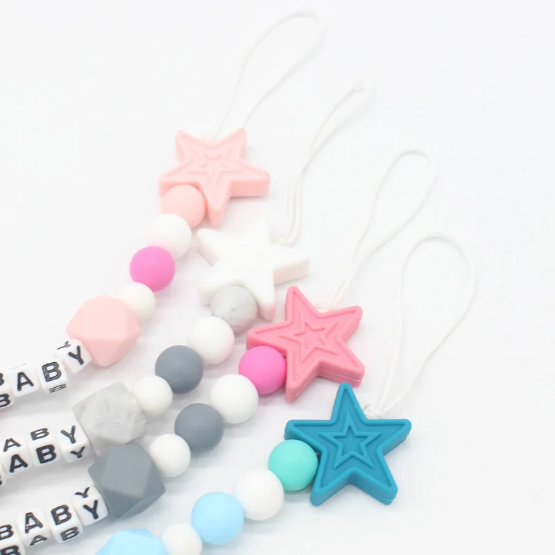 XCQGH Personalised Name Silicone Baby Pacifier Clips Chain Nipple Pacifier Chain with Mouse Holder for Baby, Baby Shower Gift