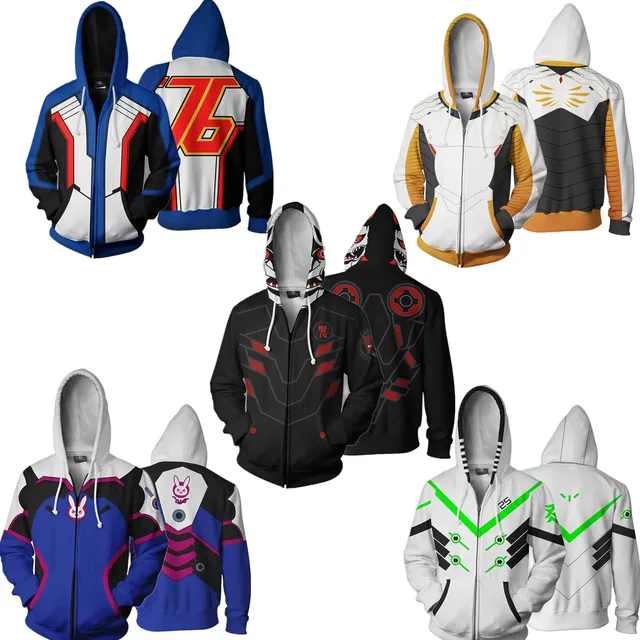 overwatch genji dv a mercy full zip thin hoodies cool pullover coat