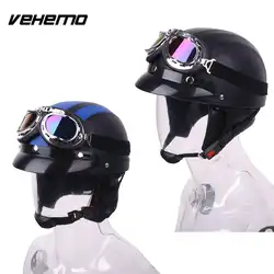 Открытый Мотоцикл Скутер защитный кожаный шлем очки для женщин мужчин