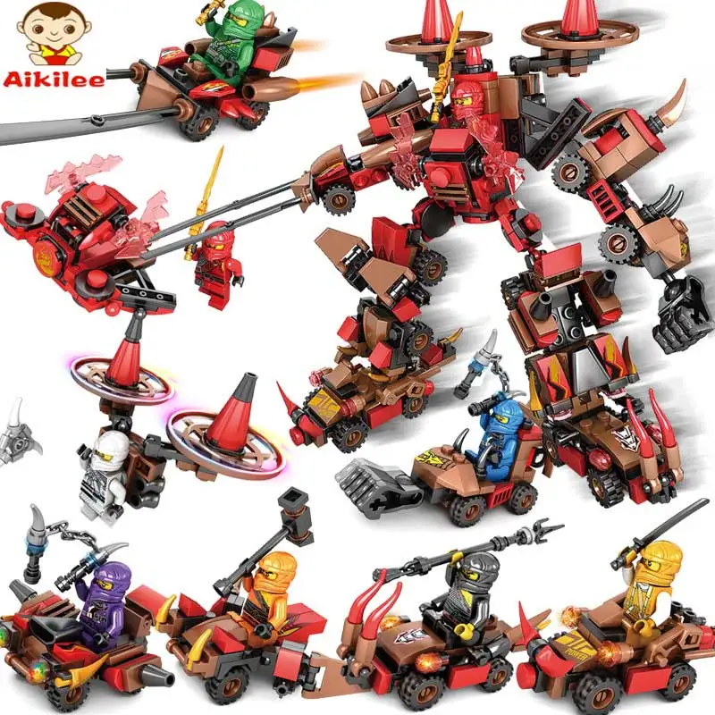 

289diy puzzle buliding blocks 8 in 1 NINJA thunder swordsman education toys hot saling toys safe for childrem