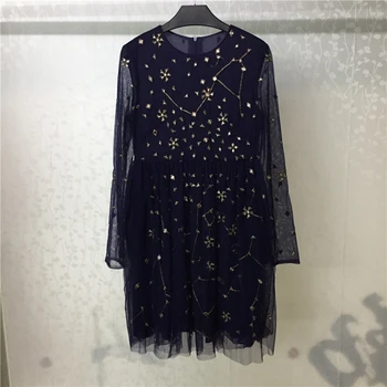 

Top Quality Silk Dress For Women Autumn Knee-Length Dress 2019 Long Sleeve Flower Dress Office Lady