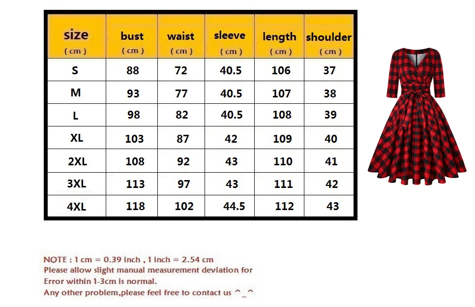 Enyuever размера плюс, красное платье в клетку, женская одежда, рукав, хлопок, миди, туника, рокабилли, вечерние, Vestido, винтажное, Jurk, клетчатое платье