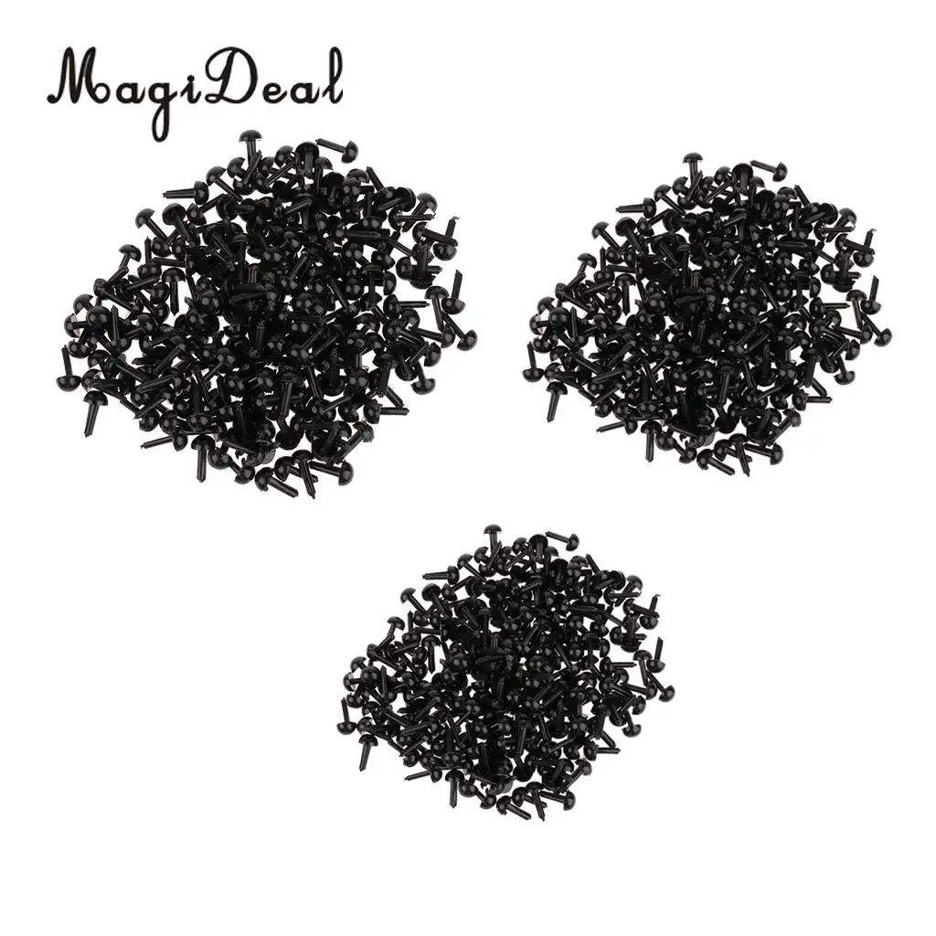 600 Pieces Black Plastic Safety Eyes for Teddy Bear Doll Animal Toys Doll Accessories Card Making Home Decoration 3 4 5MM
