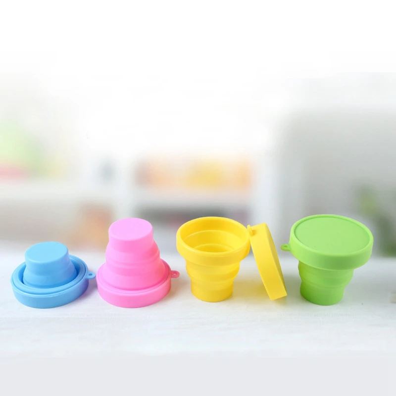 4 конфеты цвета креативные силиконовые телескопические чашки для спорта на открытом воздухе кемпинг переносная дорожная чашка Экологически чистая 7,5x4,5x7 см