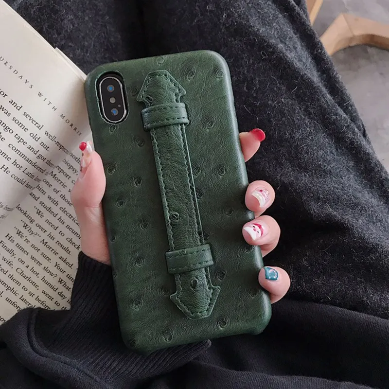 

High-end Business Leather Crocodile wristband/ostrich pattern all-inclusive Anti-fall Soft Case for iphone XS Max XR X 6 8Plus