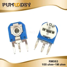 20 шт. RM063 1 кОм 2 кОм 5 кОм 10 кОм 20 к 50 к 100 Ом 200 Ом 500 Ом 1 МОм синий и белый можно регулировать потенциометр сопротивления