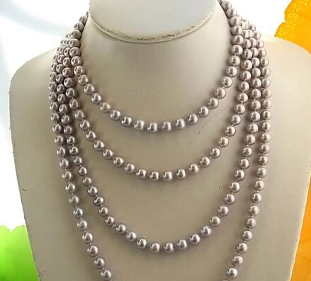 

N3126 84" 8-9MM GRAY ROUND FRESHWATER CULTURED PEARL NECKLACE % Discount AAA
