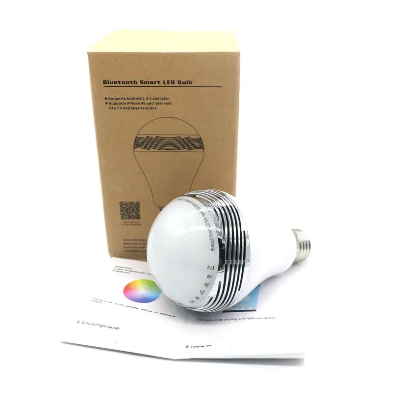 

Speaker bluetooth E27 LED RGB Light Music Bulb Lamp Color Changing via WiFi App Control mp3 player wireless bluetooth speaker
